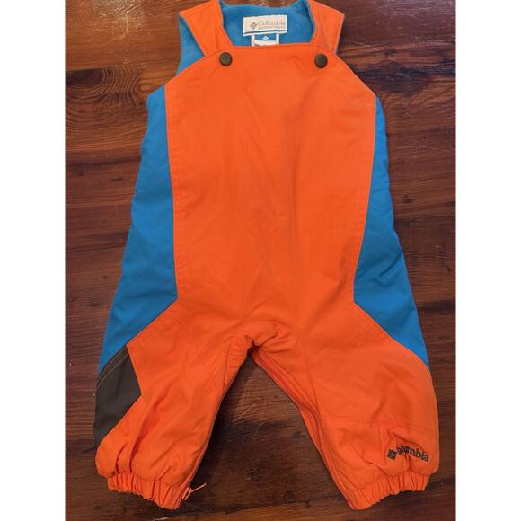 Columbia Infant Baby Fleece Lined Bibs Snowpants Sz 6 Months Omni Shield Orange - Picture 1 of 11